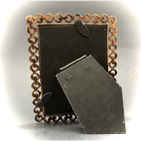 Victorian Gothic Style Ornate Cast Metal Photo Frame & Votive Candle Holder Set - Picture 3 of 5
